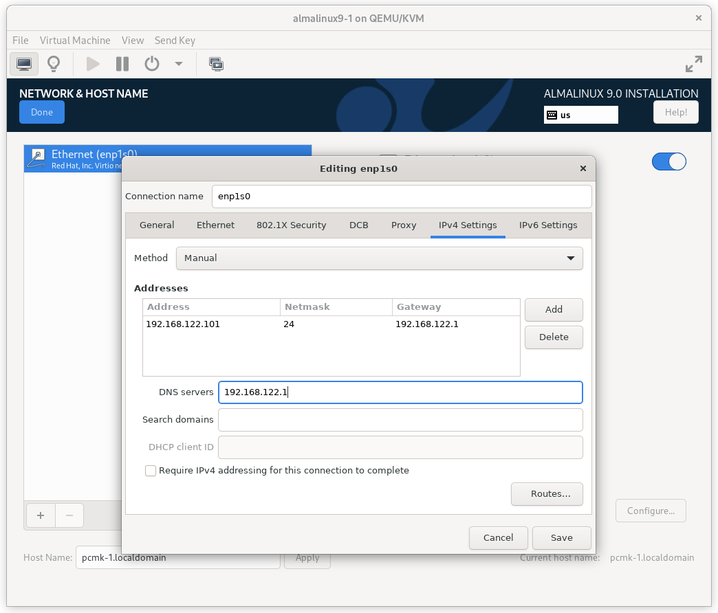 Editing network settings